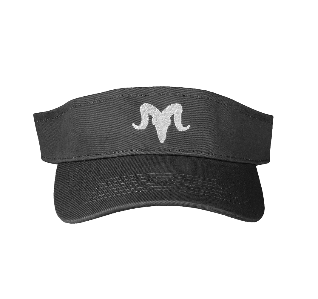 Gray visor with white ramrods logo 