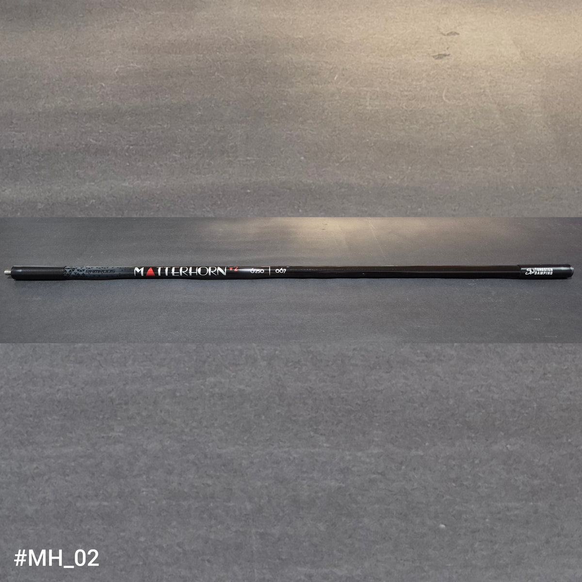 A discounted RamRods Matterhorn archery stabilizer, tungsten damping, 30 inch.